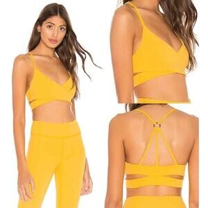 Revolve Lovewave XS Yellow Strappy Brittany Sports Bra Surplice Criss Cross